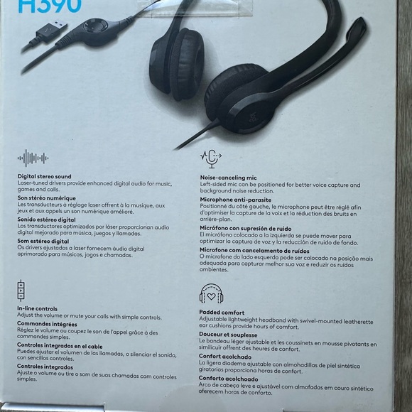 Logitech H390 Over the Ear Headset with Noise Cancelling Mic - Picture 4 of 8